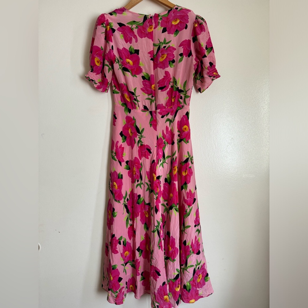 The Kooples Pink Floral Silk Midi Dress S - Picture 6 of 11